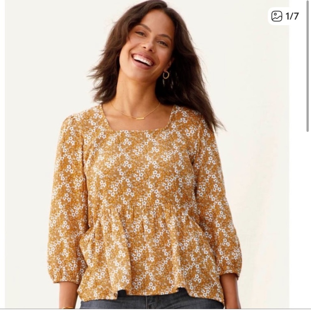 Matilda Jane Mustard and White Floral Top - Picture 5 of 5